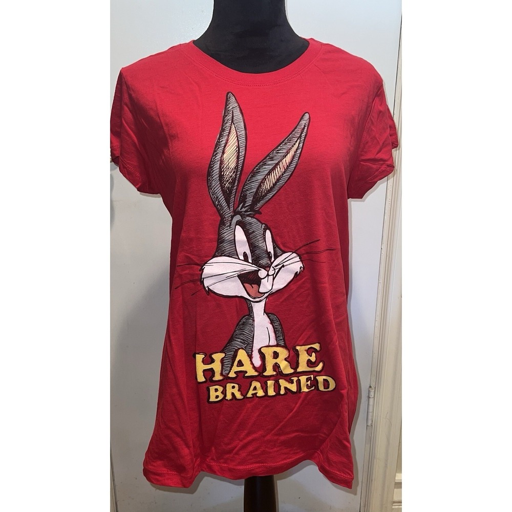 Looney Tunes Bugs Bunny Hare Brained T-Shirt Size Extra Large XL Red. Juniors.‎